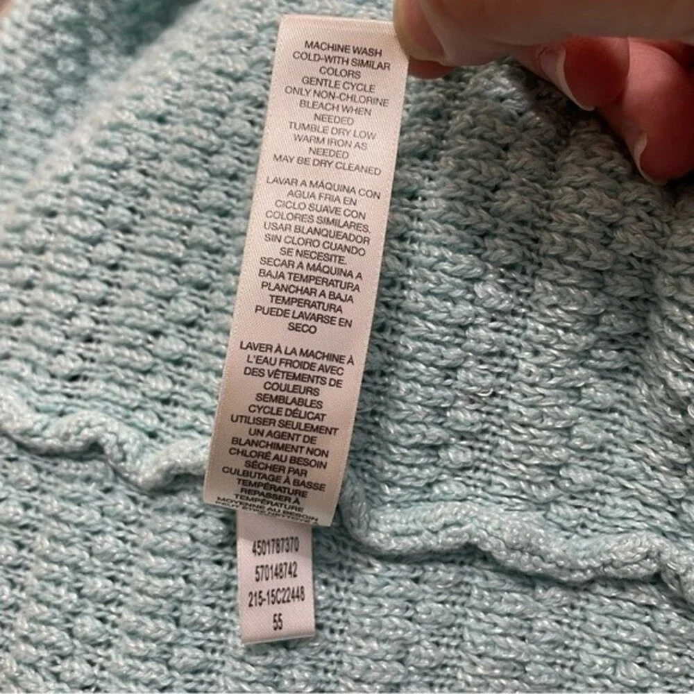 Chico's Aqua Blue Open Front Crochet Knit Cardigan Size Chico's 1 - Picture 9 of 9